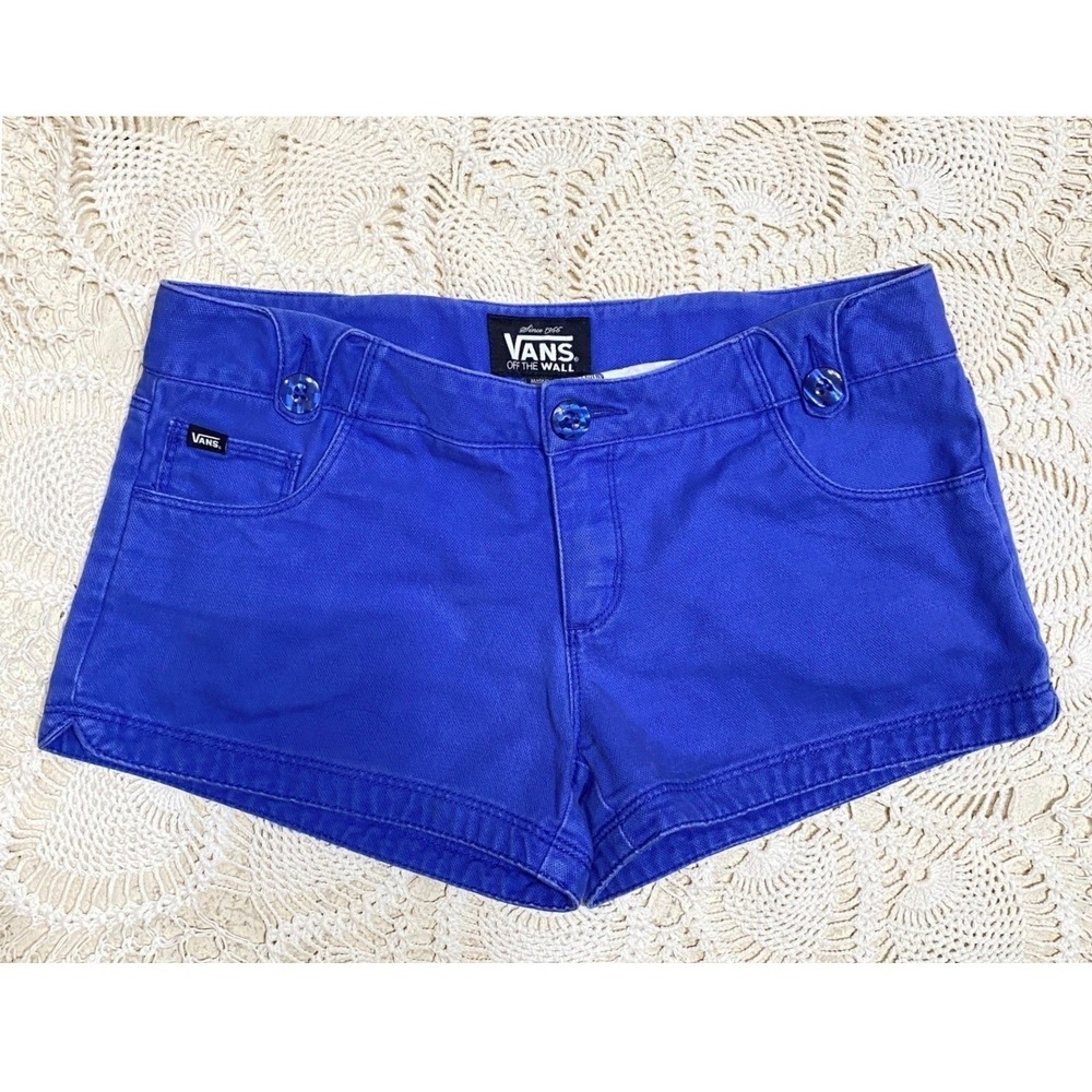 Retro Vans Low Rise Shorts Royal Blue Size 5 Cotton Twill Skater Surf Indie 2010